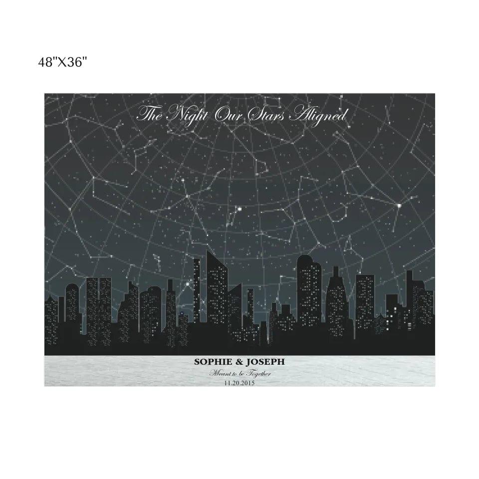 Custom Grey Cityscape Star Map - ARTFULANE