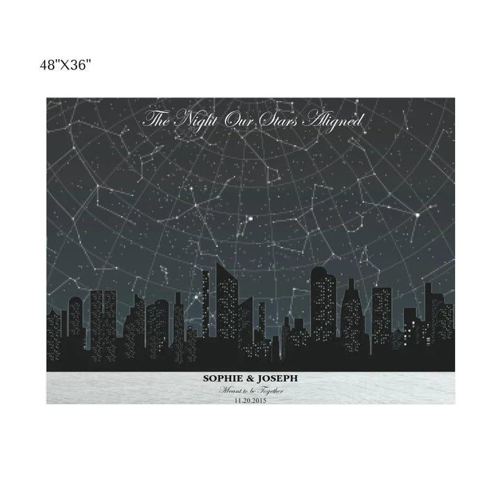 Custom Grey Cityscape Star Map - ARTFULANE