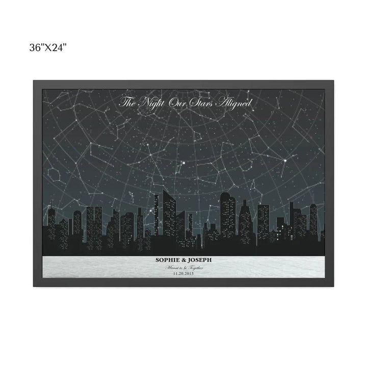 Custom Grey Cityscape Star Map - ARTFULANE