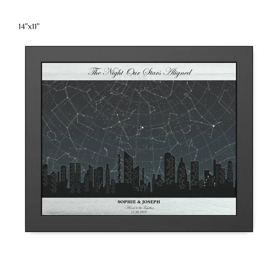 Custom Grey Cityscape Star Map - ARTFULANE