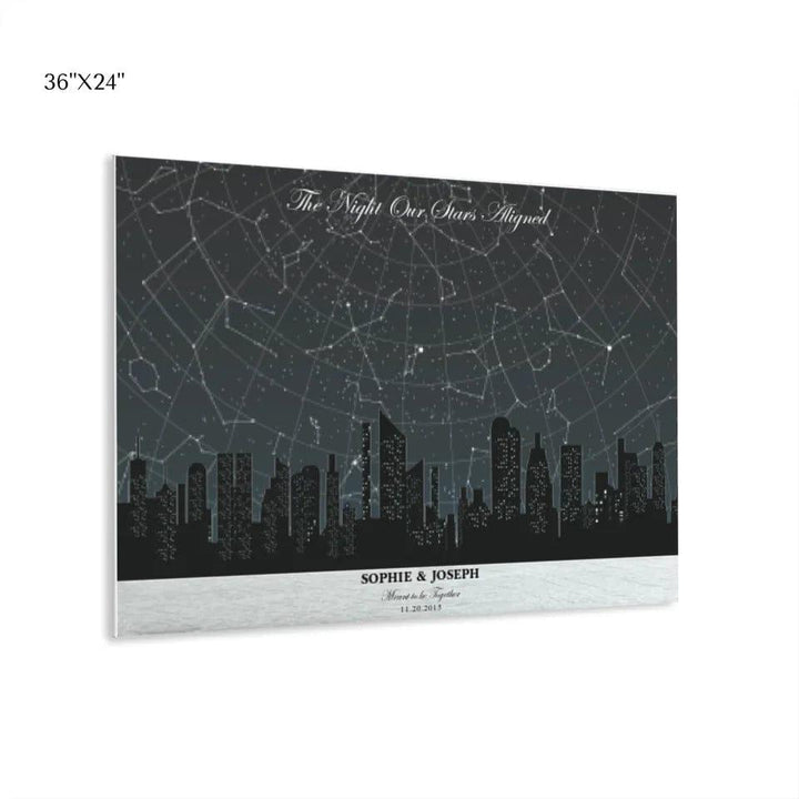 Custom Grey Cityscape Star Map - ARTFULANE