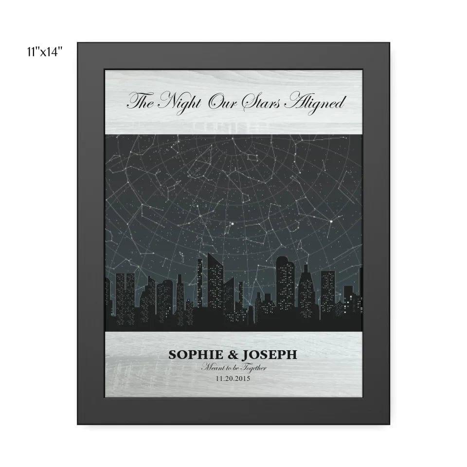 Custom Grey Cityscape Star Map - ARTFULANE