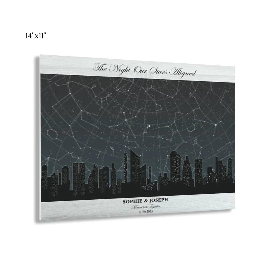 Custom Grey Cityscape Star Map - ARTFULANE