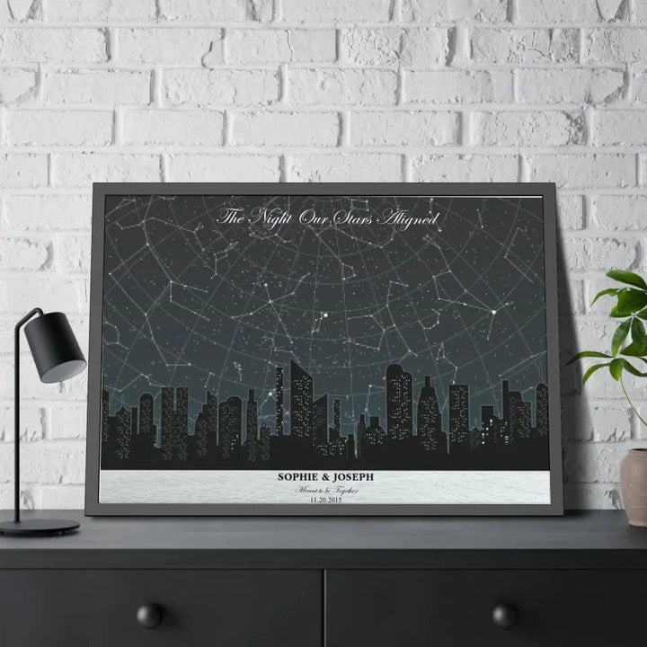 Custom Grey Cityscape Star Map - ARTFULANE