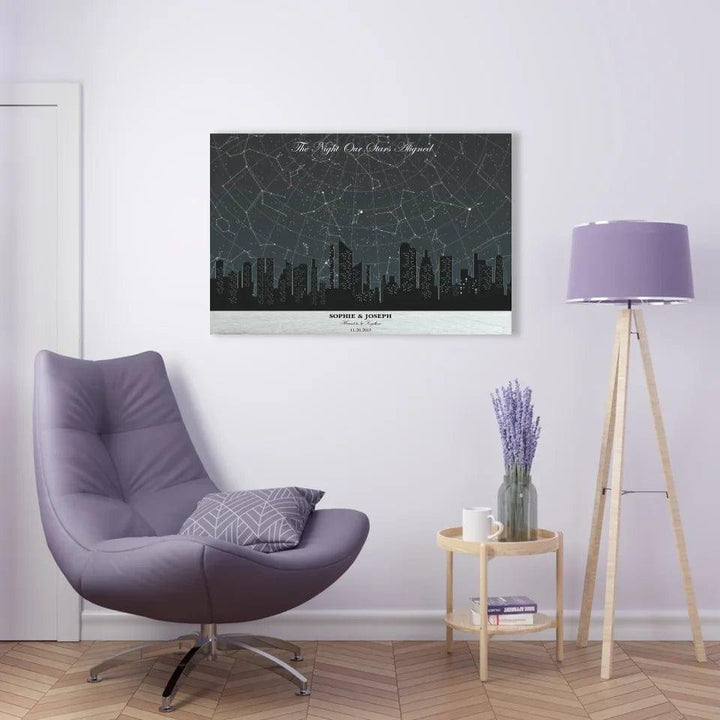 Custom Grey Cityscape Star Map - ARTFULANE