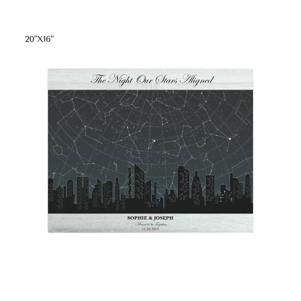 Custom Grey Cityscape Star Map - ARTFULANE