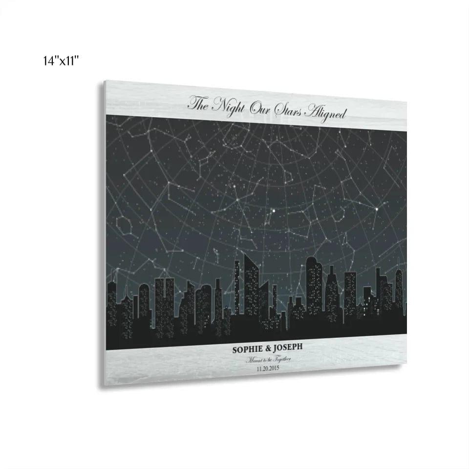 Custom Grey Cityscape Star Map - ARTFULANE