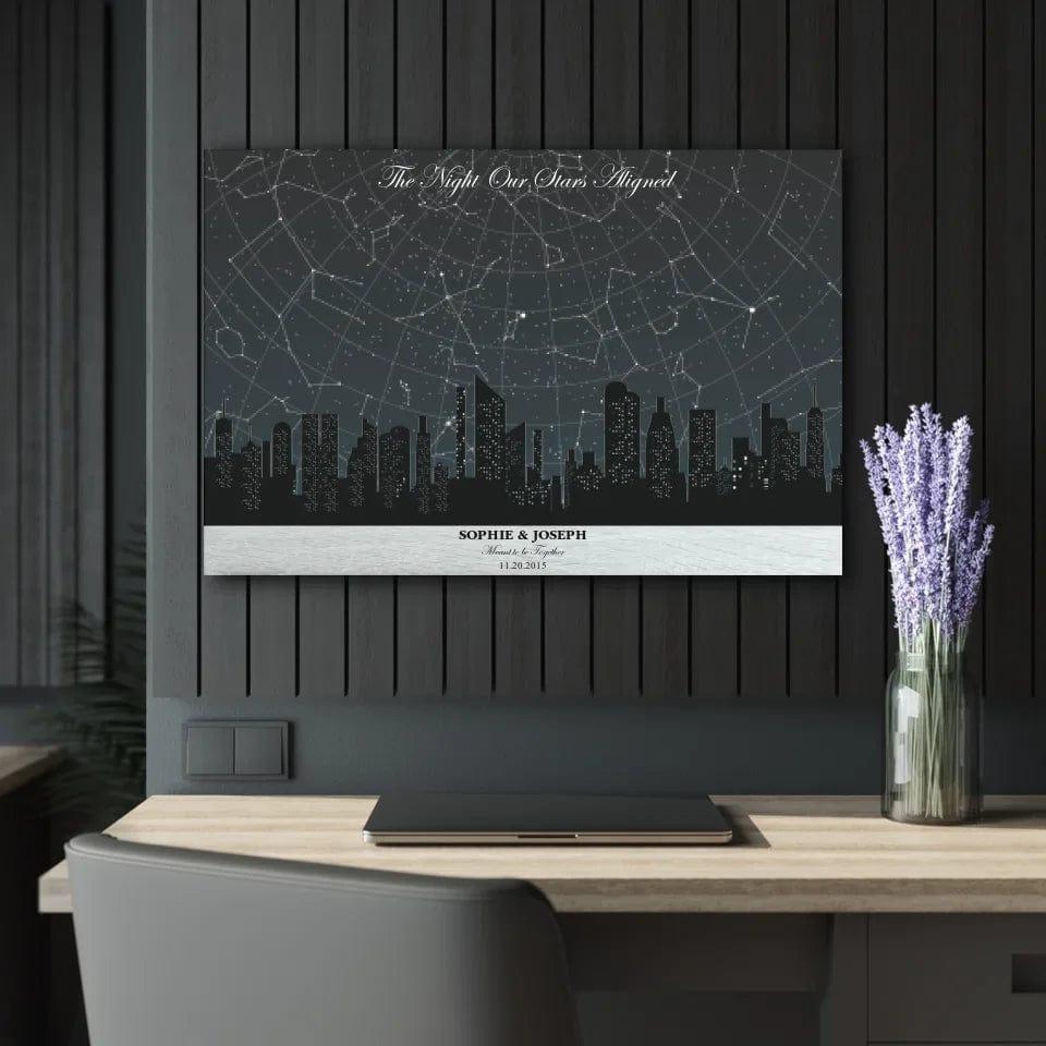 Custom Grey Cityscape Star Map - ARTFULANE