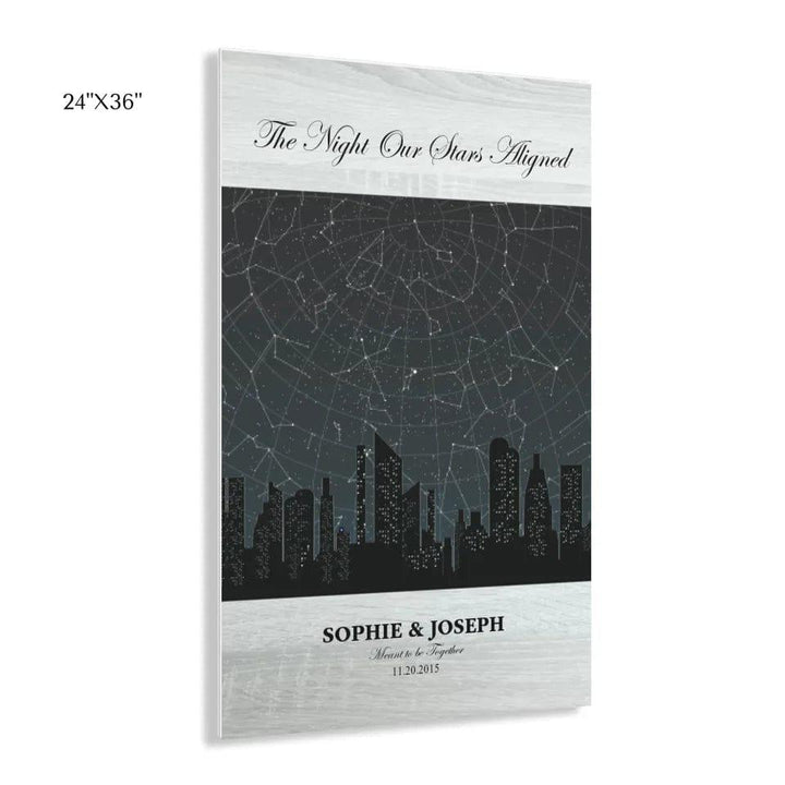 Custom Grey Cityscape Star Map - ARTFULANE