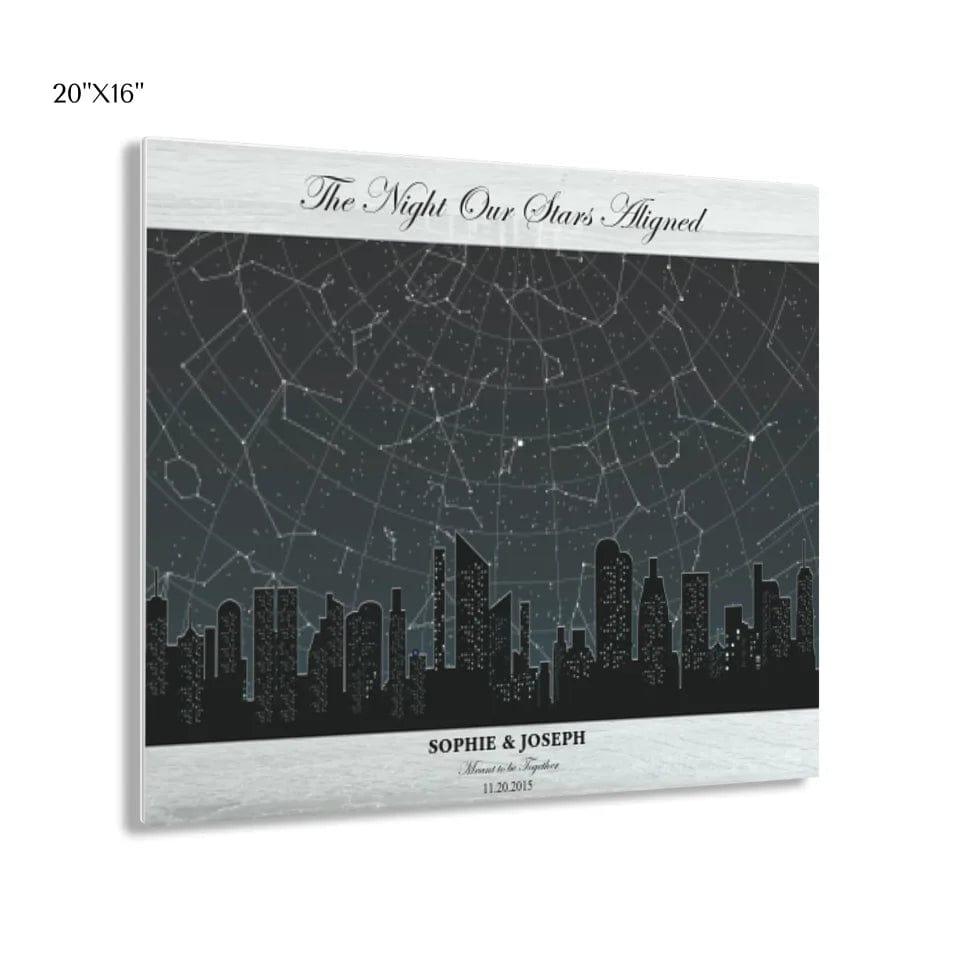 Custom Grey Cityscape Star Map - ARTFULANE