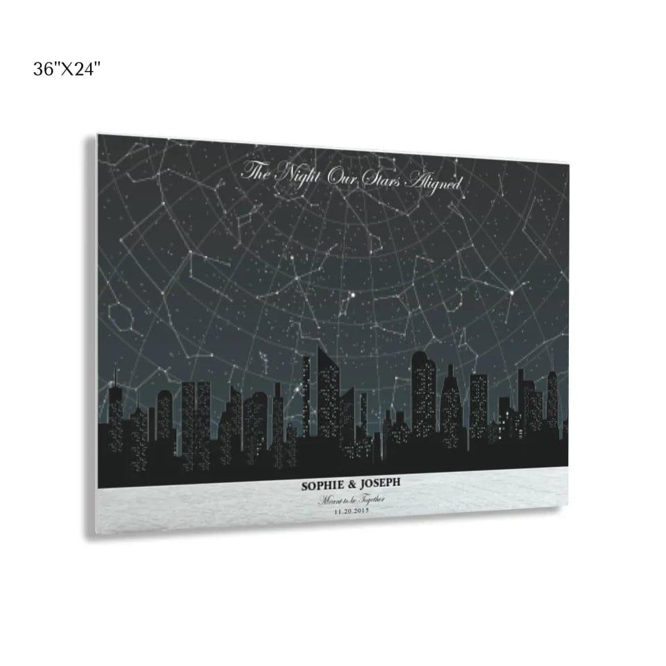 Custom Grey Cityscape Star Map - ARTFULANE