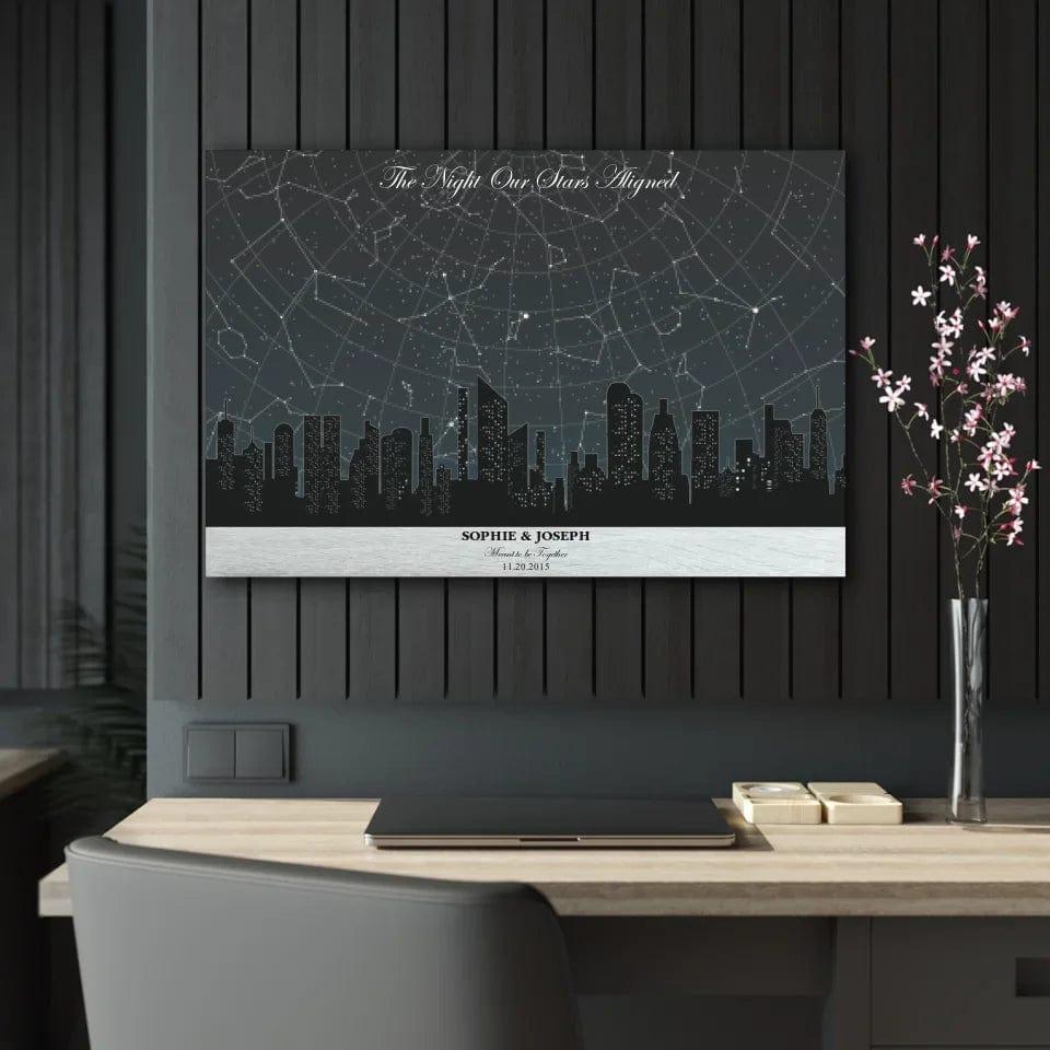 Custom Grey Cityscape Star Map - ARTFULANE