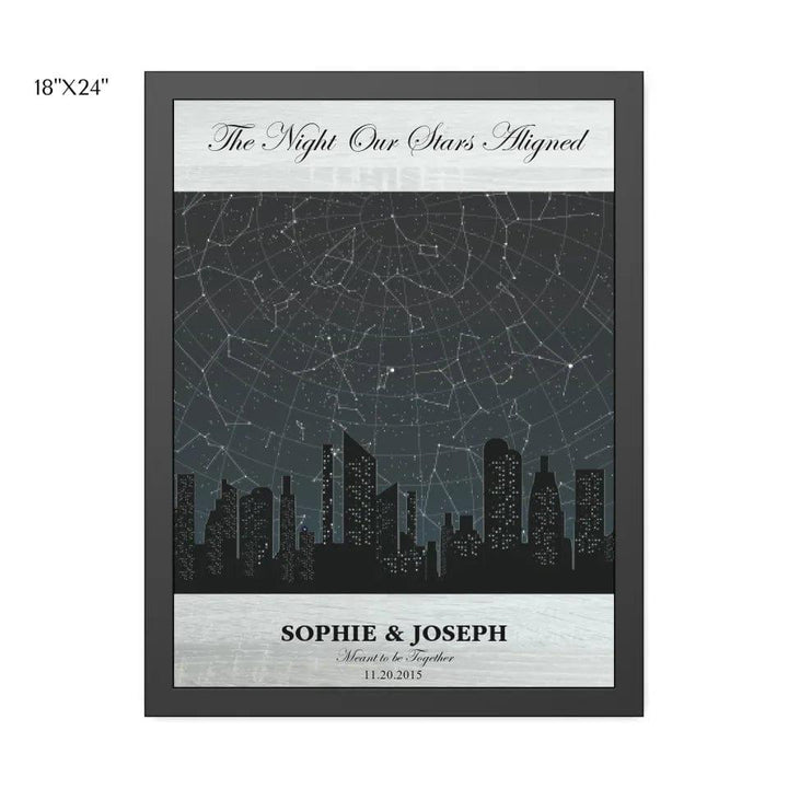 Custom Grey Cityscape Star Map - ARTFULANE