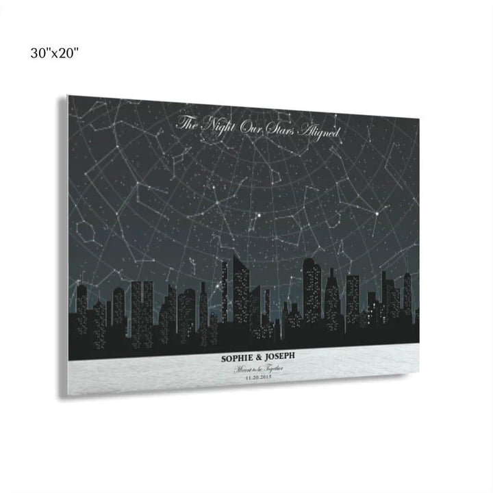 Custom Grey Cityscape Star Map - ARTFULANE