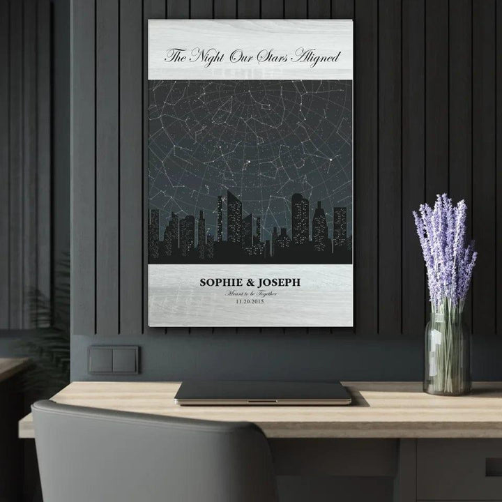 Custom Grey Cityscape Star Map - ARTFULANE