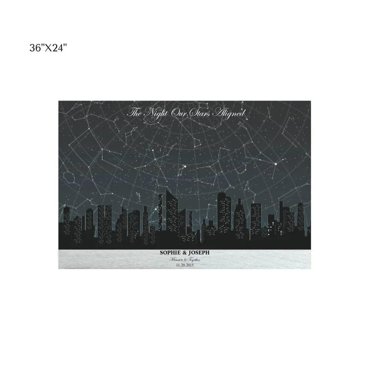 Custom Grey Cityscape Star Map - ARTFULANE