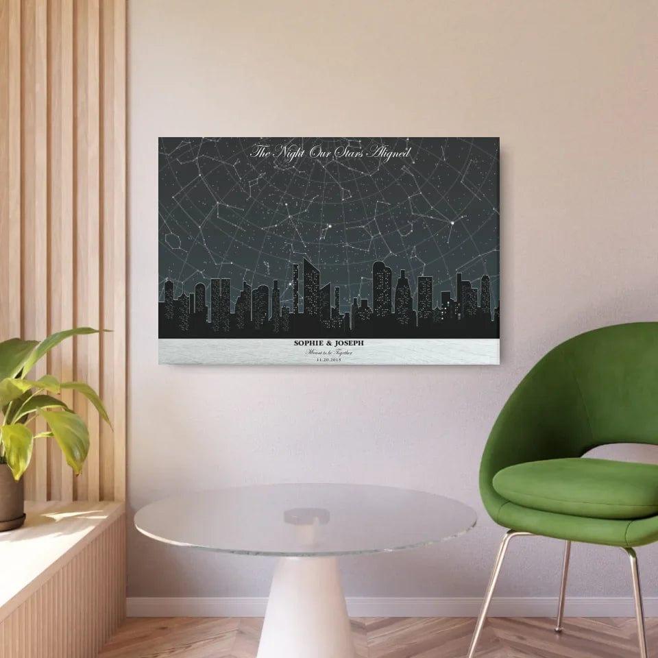 Custom Grey Cityscape Star Map - ARTFULANE