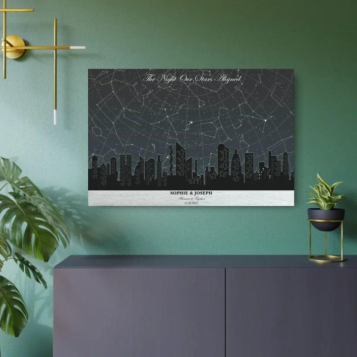 Custom Grey Cityscape Star Map - ARTFULANE