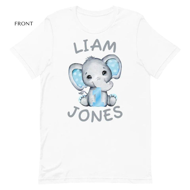 Custom Grey Elephant with Blue Ears & Number T-Shirt - ART-TSH164 - ARTFULANE