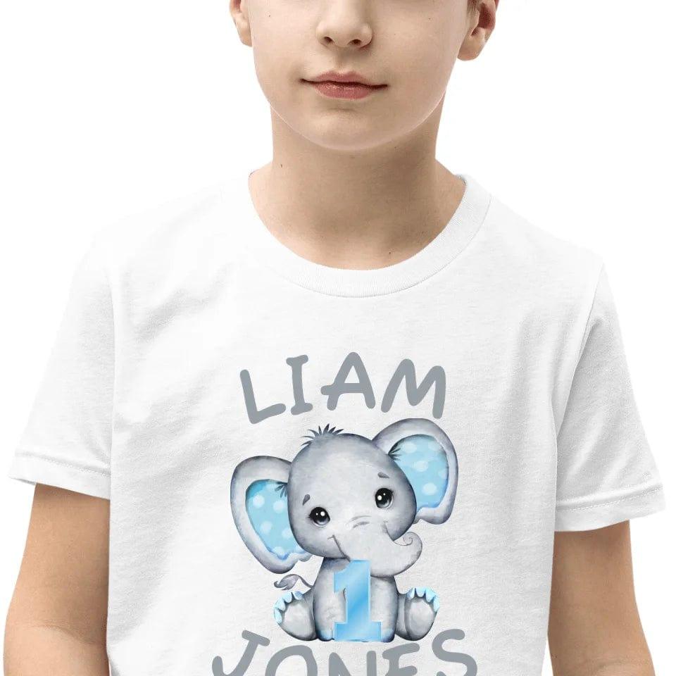 Custom Grey Elephant with Blue Ears & Number T-Shirt - ART-TSH164 - ARTFULANE