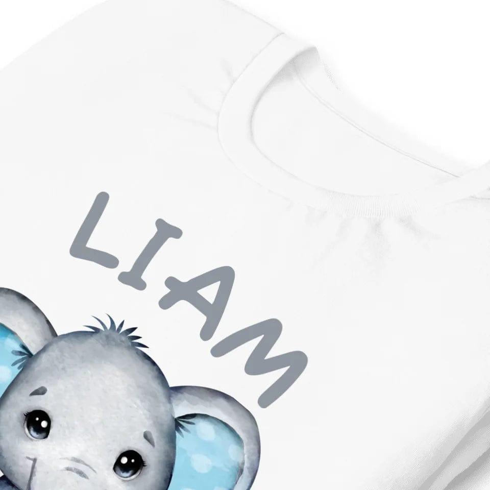 Custom Grey Elephant with Blue Ears & Number T-Shirt - ART-TSH164 - ARTFULANE