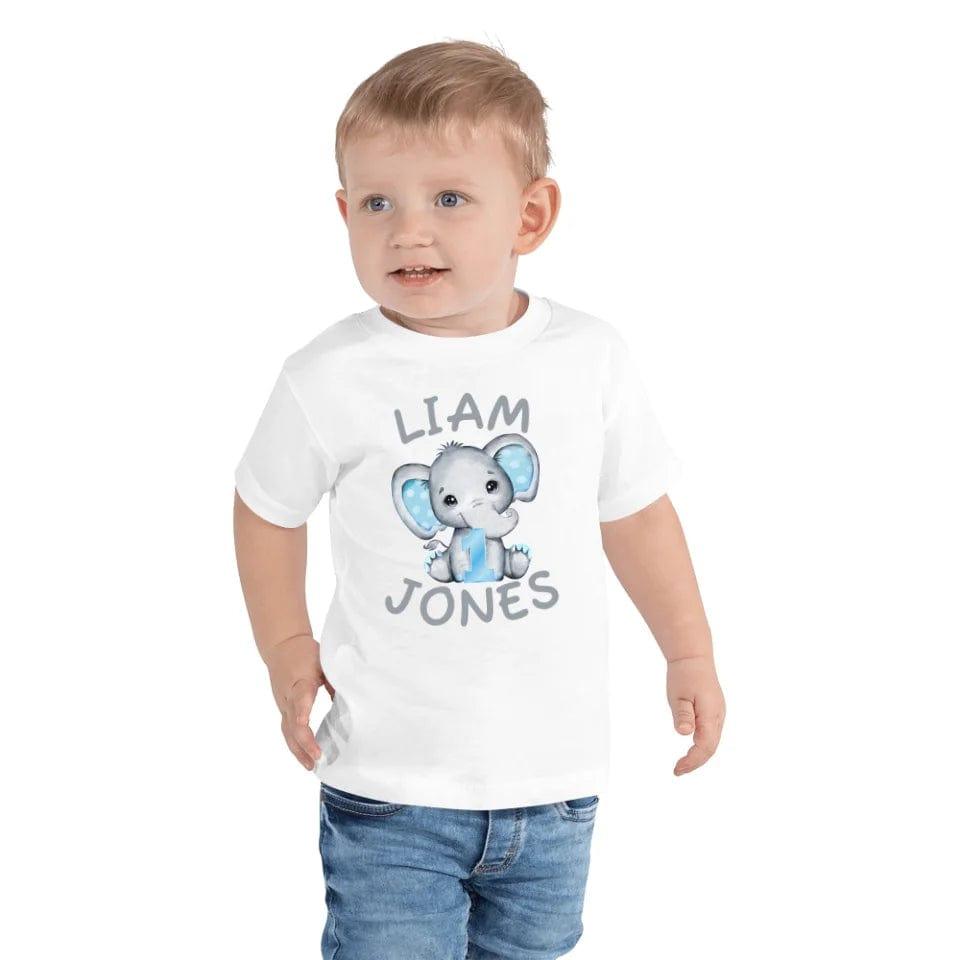 Custom Grey Elephant with Blue Ears & Number T-Shirt - ART-TSH164 - ARTFULANE