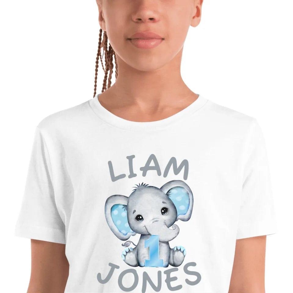 Custom Grey Elephant with Blue Ears & Number T-Shirt - ART-TSH164 - ARTFULANE