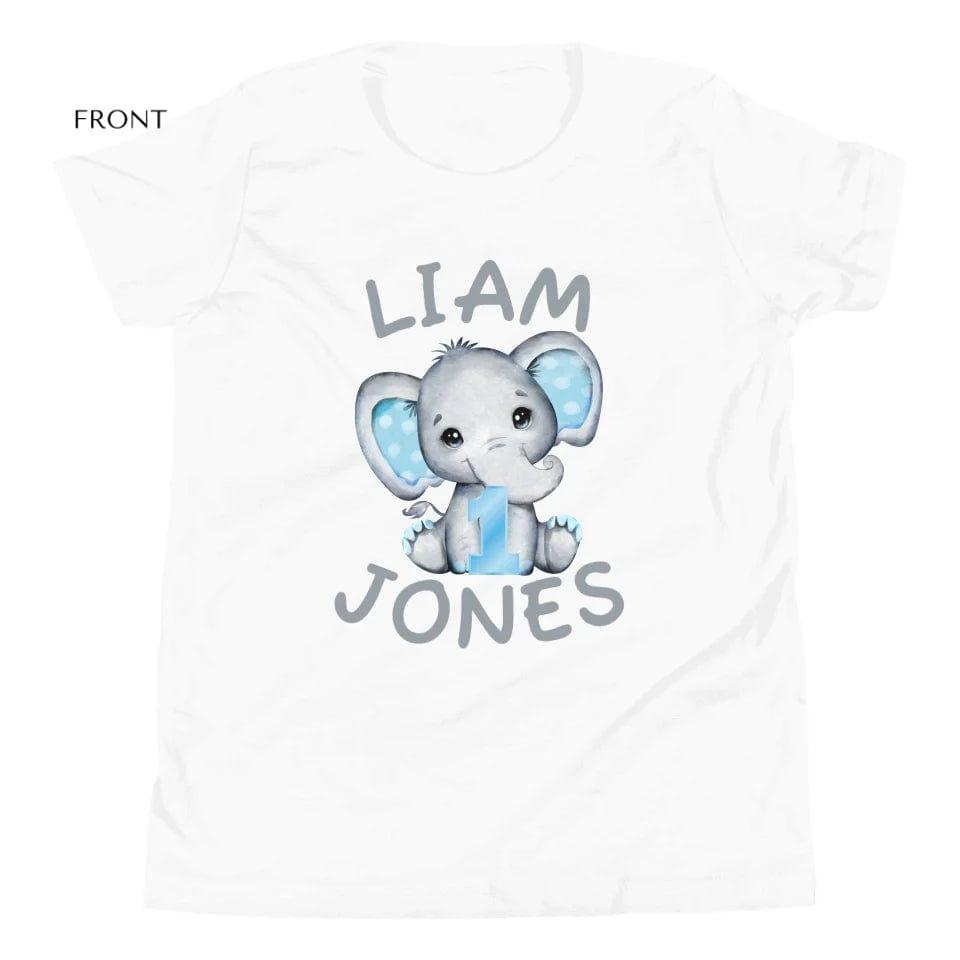 Custom Grey Elephant with Blue Ears & Number T-Shirt - ART-TSH164 - ARTFULANE