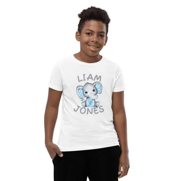 Custom Grey Elephant with Blue Ears & Number T-Shirt - ART-TSH164 - ARTFULANE