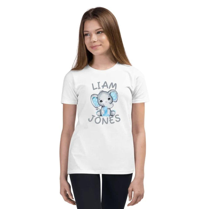 Custom Grey Elephant with Blue Ears & Number T-Shirt - ART-TSH164 - ARTFULANE