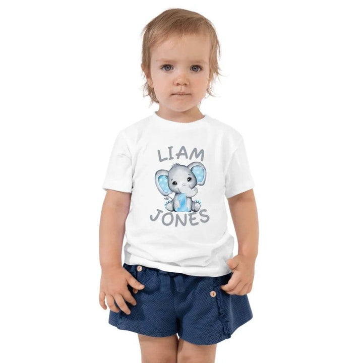 Custom Grey Elephant with Blue Ears & Number T-Shirt - ART-TSH164 - ARTFULANE