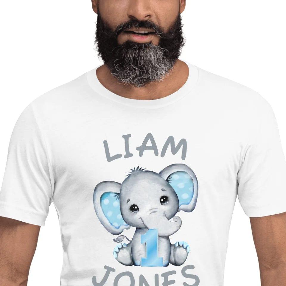 Custom Grey Elephant with Blue Ears & Number T-Shirt - ART-TSH164 - ARTFULANE