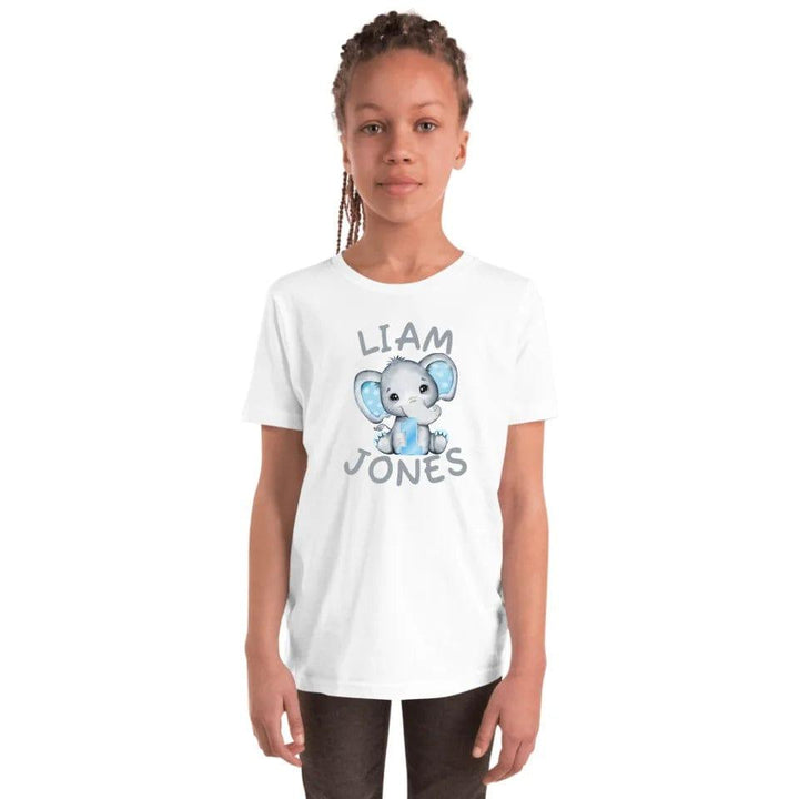 Custom Grey Elephant with Blue Ears & Number T-Shirt - ART-TSH164 - ARTFULANE