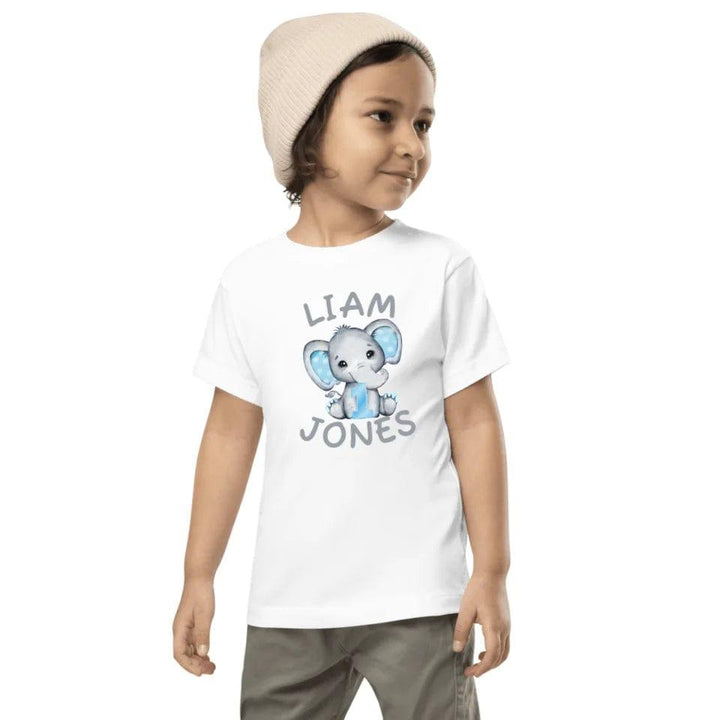 Custom Grey Elephant with Blue Ears & Number T-Shirt - ART-TSH164 - ARTFULANE