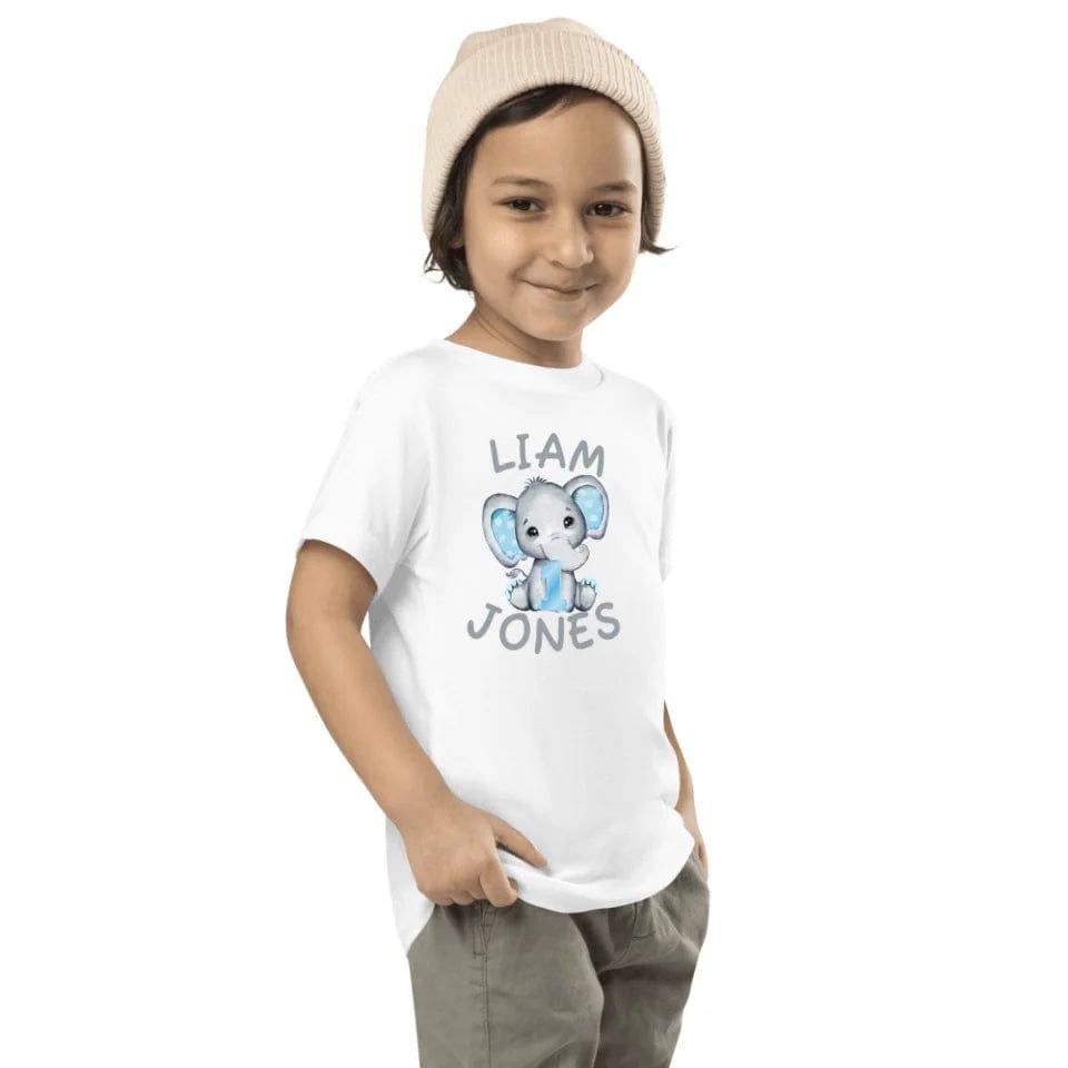 Custom Grey Elephant with Blue Ears & Number T-Shirt - ART-TSH164 - ARTFULANE