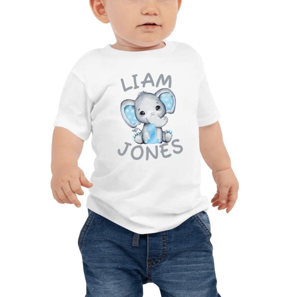 Custom Grey Elephant with Blue Ears & Number T-Shirt - ART-TSH164 - ARTFULANE