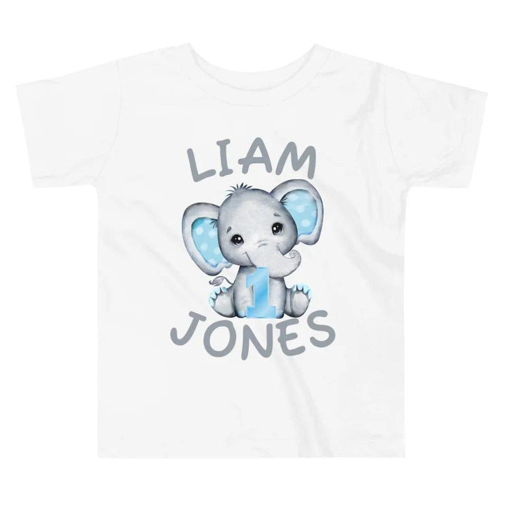 Custom Grey Elephant with Blue Ears & Number T-Shirt - ART-TSH164 - ARTFULANE