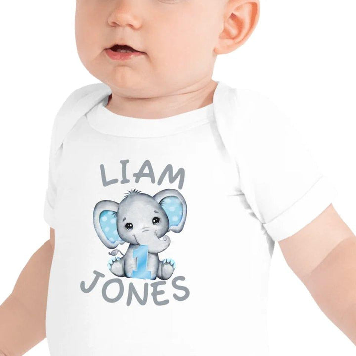 Custom Grey Elephant with Blue Ears & Number T-Shirt - ART-TSH164 - ARTFULANE