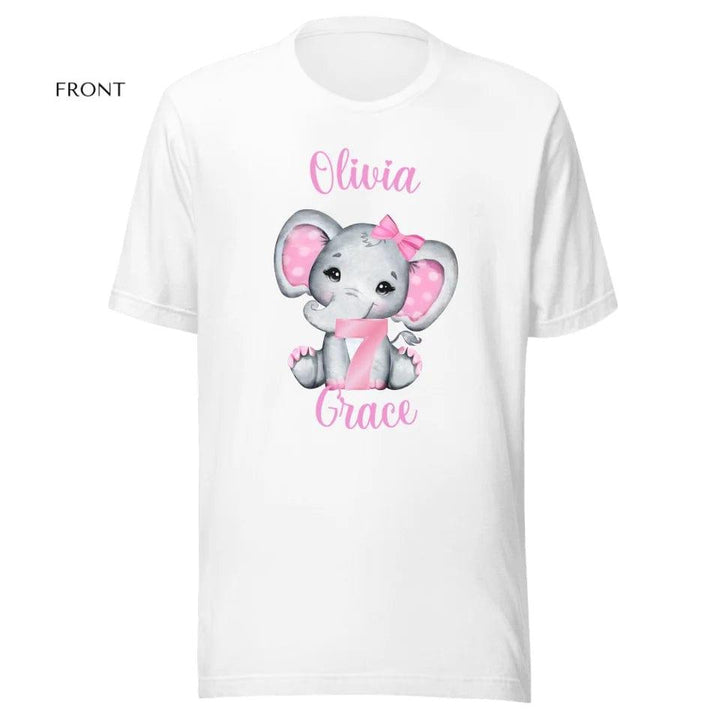 Custom Grey Elephant with Pink Ears & Number T-Shirt - ART-TSH165 - ARTFULANE