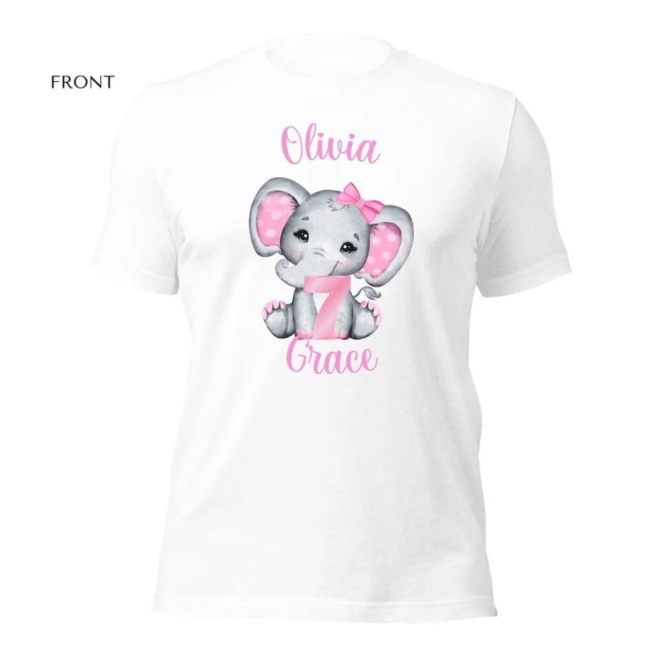 Custom Grey Elephant with Pink Ears & Number T-Shirt - ART-TSH165 - ARTFULANE