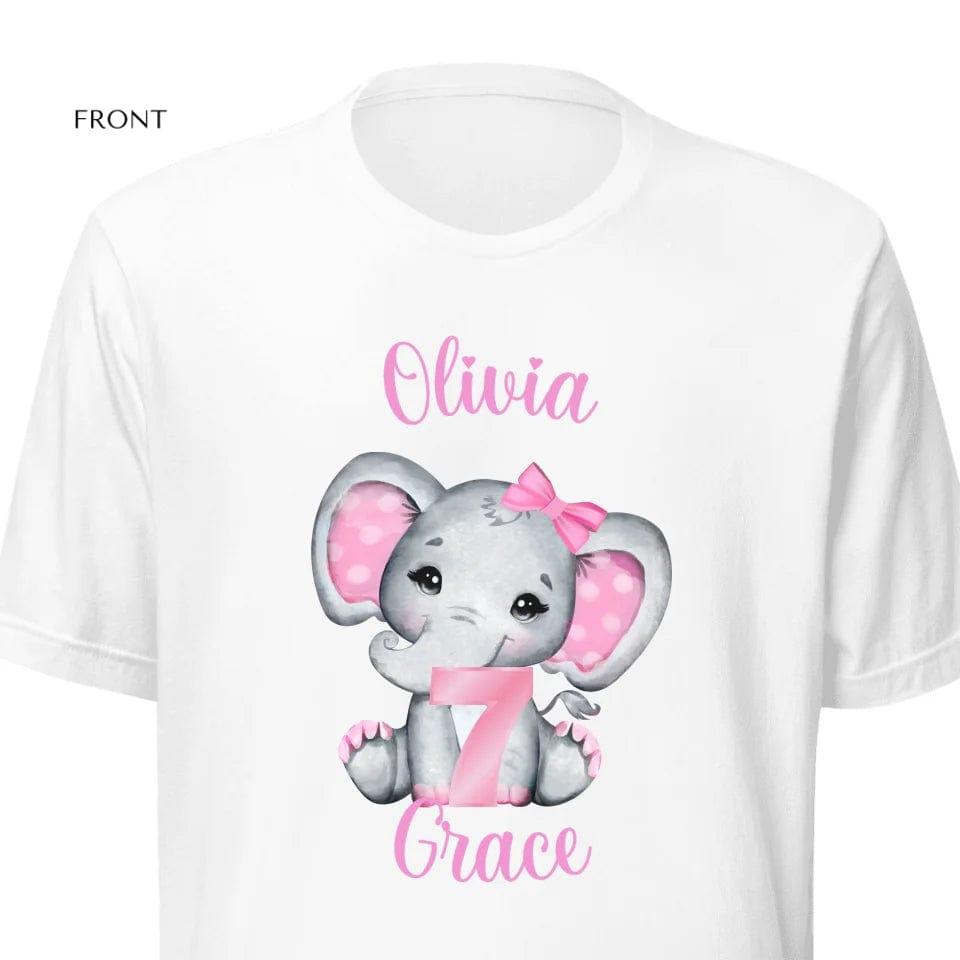 Custom Grey Elephant with Pink Ears & Number T-Shirt - ART-TSH165 - ARTFULANE