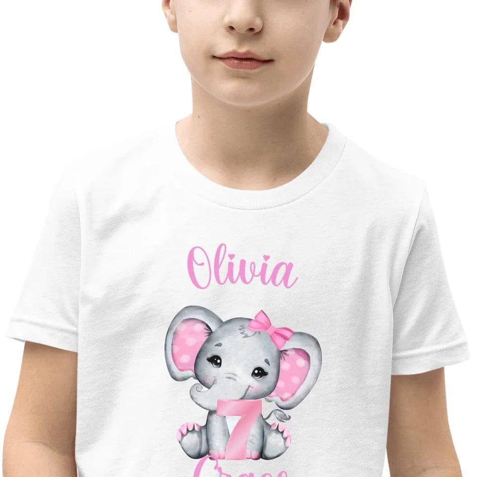 Custom Grey Elephant with Pink Ears & Number T-Shirt - ART-TSH165 - ARTFULANE