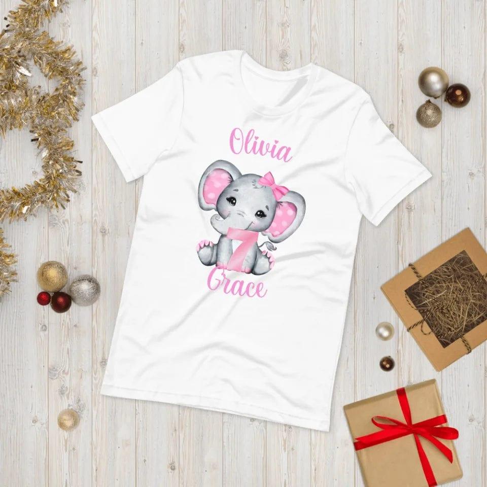 Custom Grey Elephant with Pink Ears & Number T-Shirt - ART-TSH165 - ARTFULANE