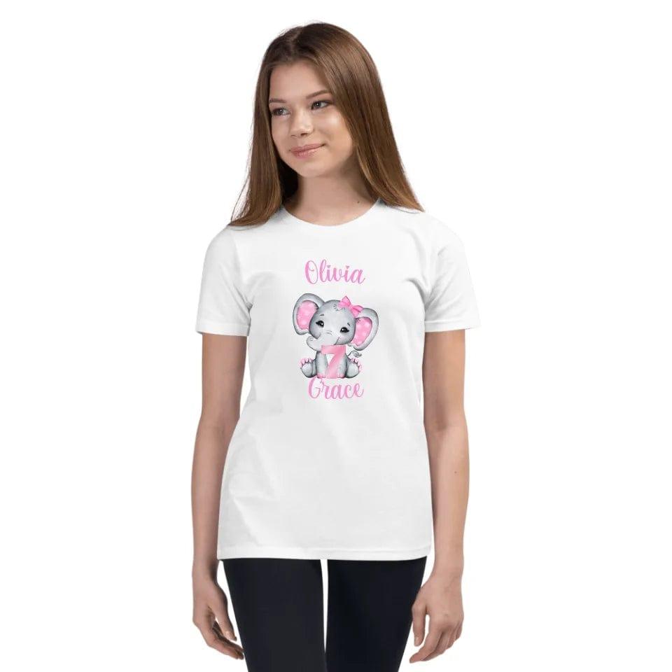 Custom Grey Elephant with Pink Ears & Number T-Shirt - ART-TSH165 - ARTFULANE