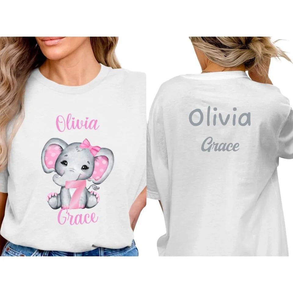 Custom Grey Elephant with Pink Ears & Number T-Shirt - ART-TSH165 - ARTFULANE