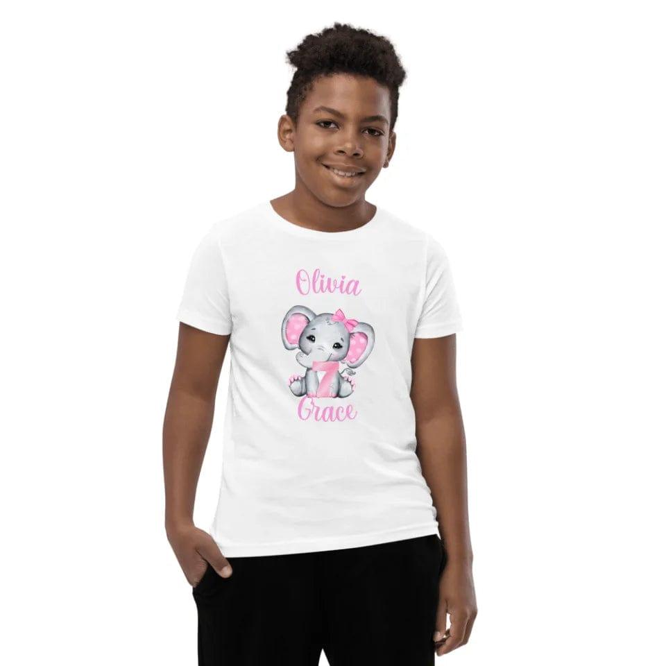 Custom Grey Elephant with Pink Ears & Number T-Shirt - ART-TSH165 - ARTFULANE