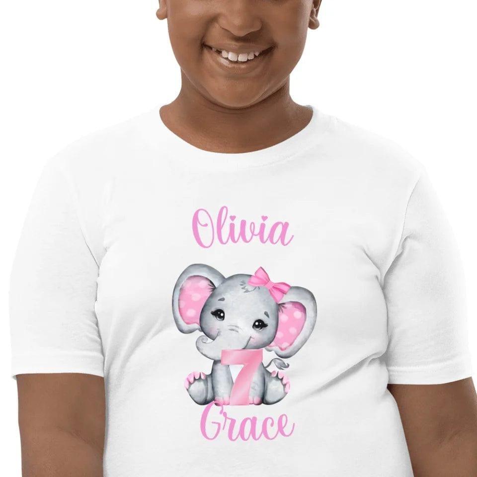 Custom Grey Elephant with Pink Ears & Number T-Shirt - ART-TSH165 - ARTFULANE