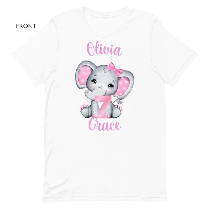 Custom Grey Elephant with Pink Ears & Number T-Shirt - ART-TSH165 - ARTFULANE