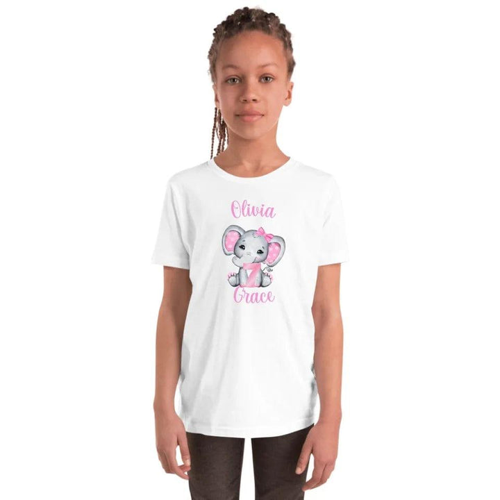 Custom Grey Elephant with Pink Ears & Number T-Shirt - ART-TSH165 - ARTFULANE