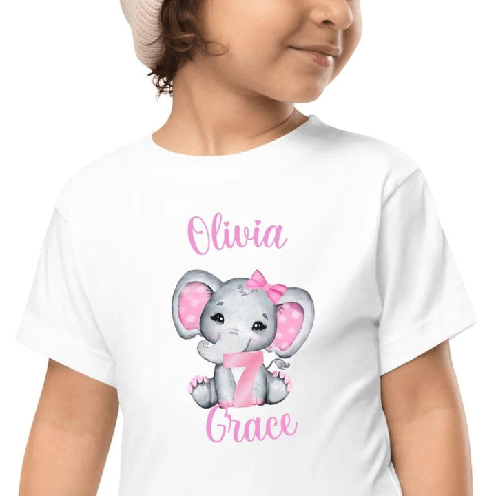 Custom Grey Elephant with Pink Ears & Number T-Shirt - ART-TSH165 - ARTFULANE